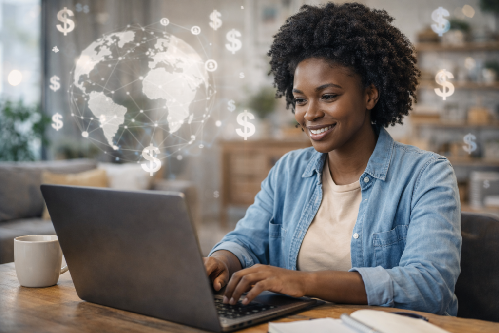 African freelancer making money with AI tools online