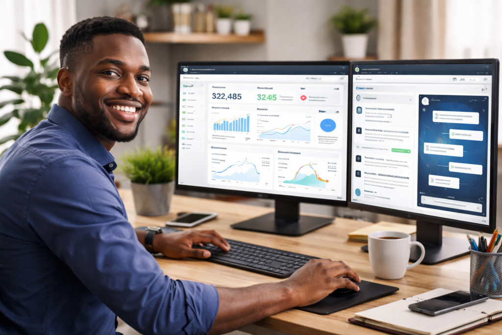 African entrepreneur making money with AI e-commerce automation