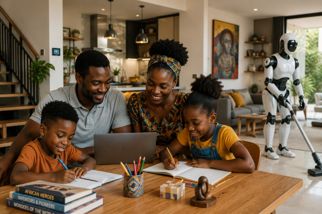 African family future personal robot AI prepared children