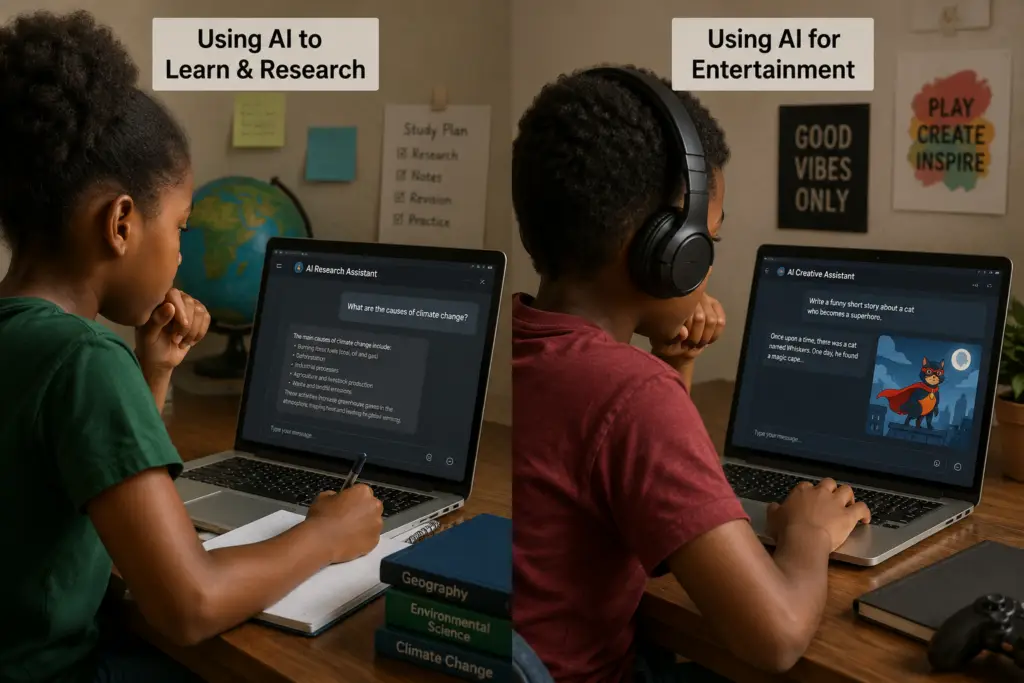 difference between an AI literate child and casual AI user